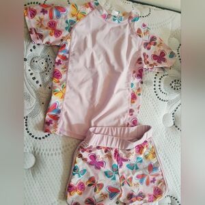 Butterfly Print Kids Swim Set